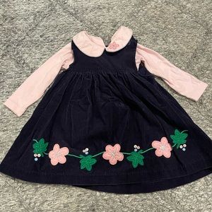 Girls Corduroy floral jumper with pink onsie shirt size 2T